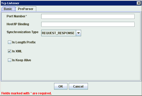 Tcp Listener dialog box