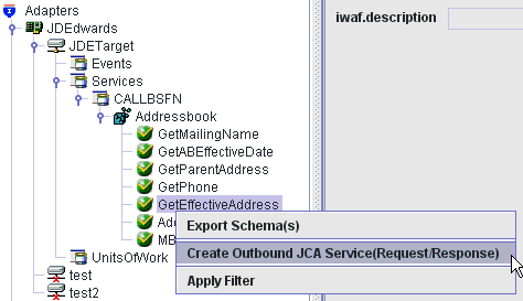 Application Explorer context menu