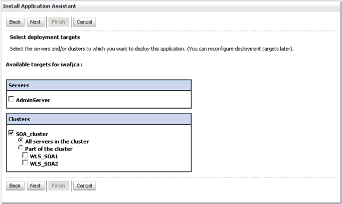 Select Deployment Target page