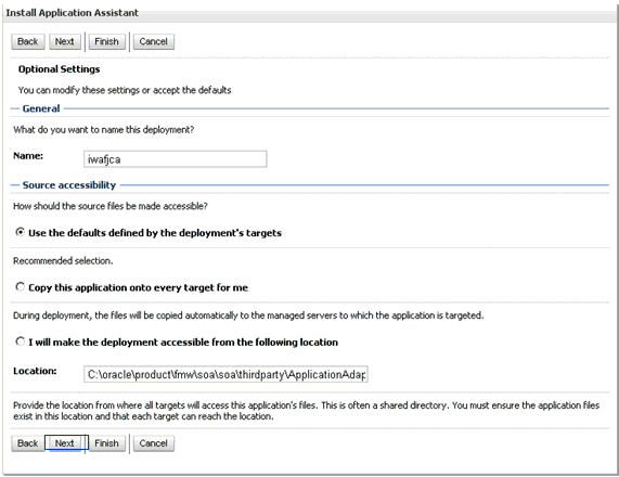 Optional Settings page