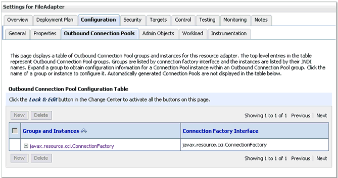 Settings for FileAdapter page