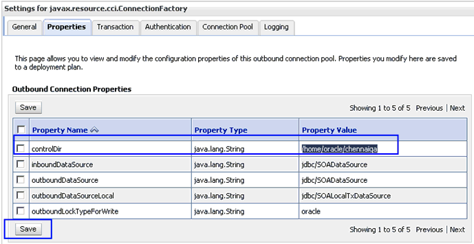 Properties tab