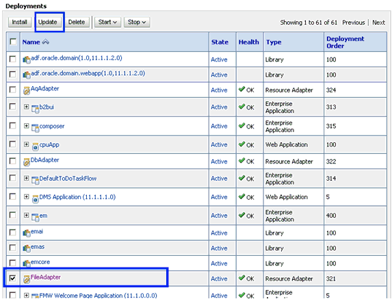 Deployments page