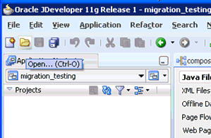 JDeveloper toolbar