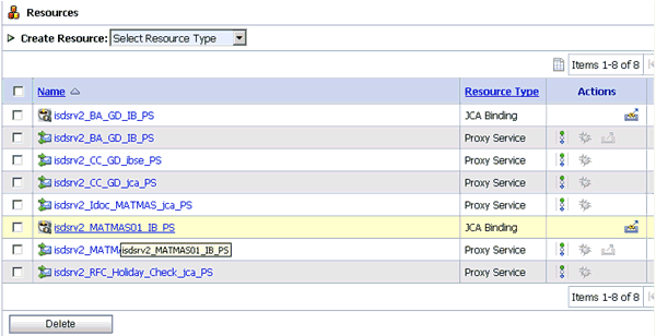 selected JCA binding file