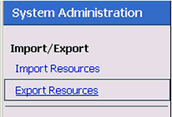 Export Resources option