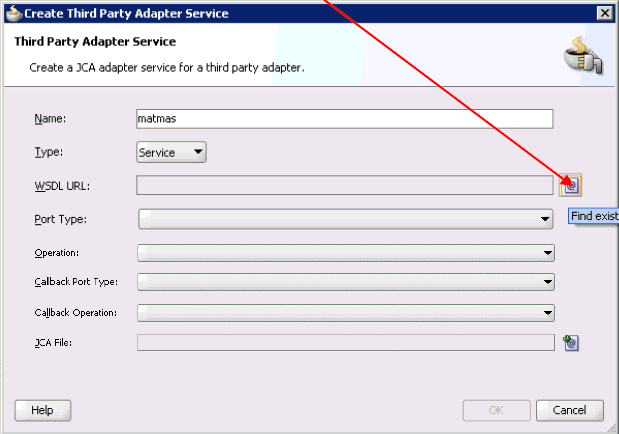 Create Third Party Adapter Service dialog box