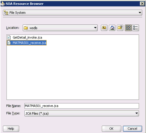 SOA Resource Browser dialog box