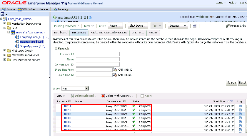 Oracle Enterprise Manager console