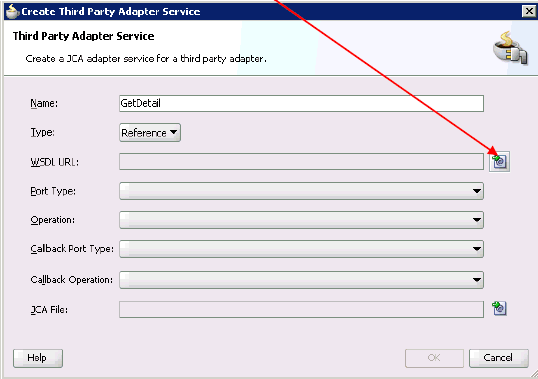 Create Third Party Adapter Service dialog box