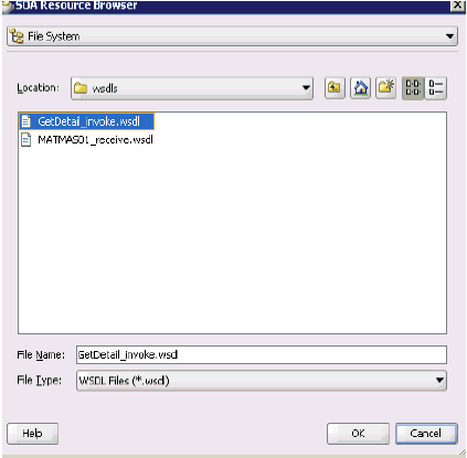 SOA Resource Browser dialog box