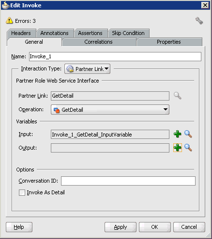 Edit Invoke dialog box