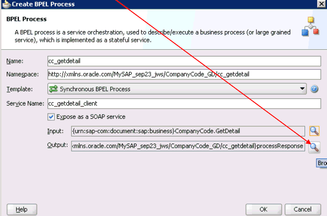 Create BPEL Process dialog box