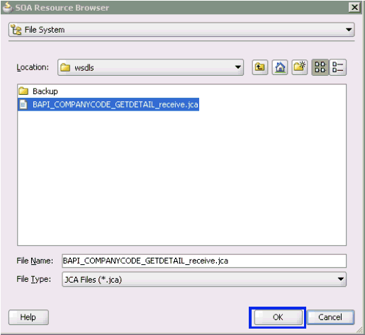 SOA Resource Browser dialog box