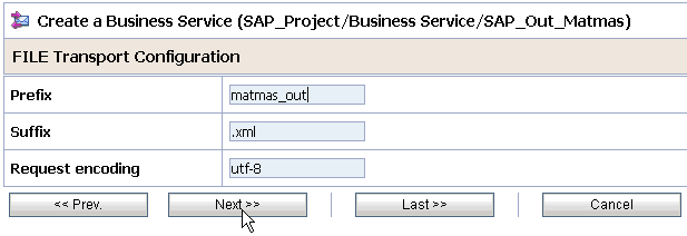 FILE Transport Configuration page