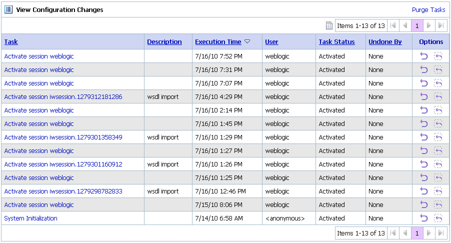 View Configuration Changes page