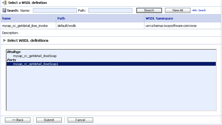 Select WSDL dialog