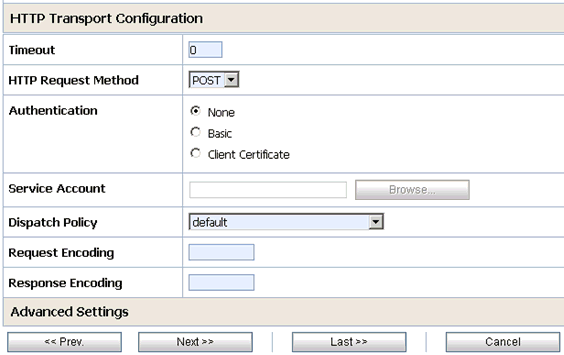 HTTP Transport Configuration