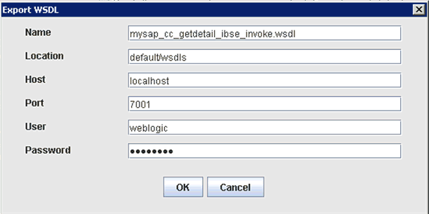 Export WSDL dialog