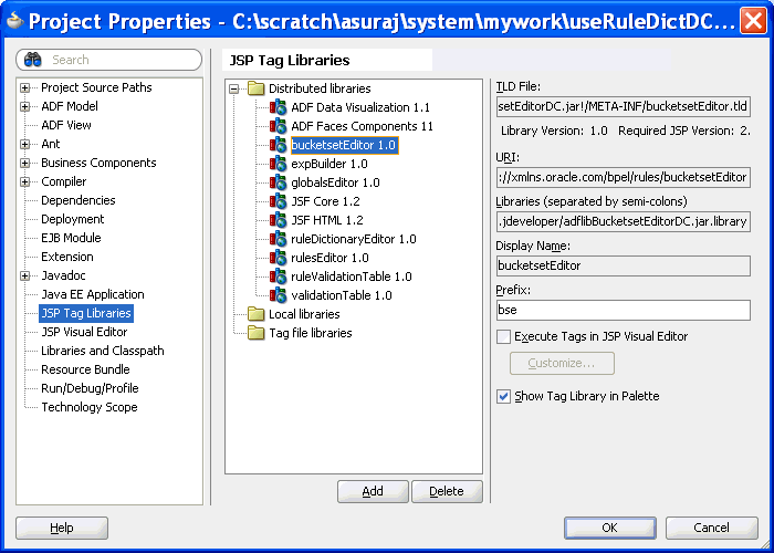 Rules Dictionary Tag Libraries Added to the Project