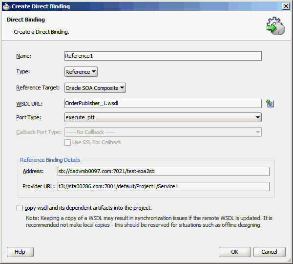 Create Direct Binding Dialog