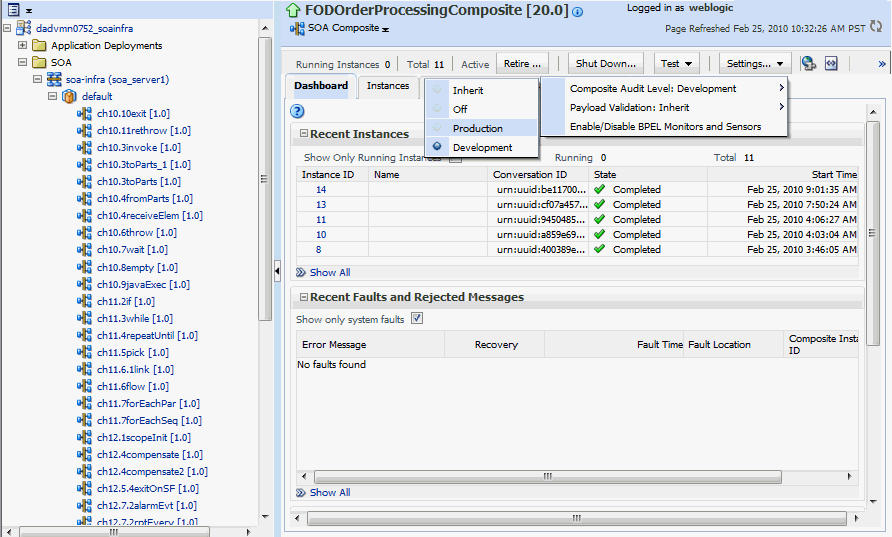 Setting the Decision Trace Level as Production