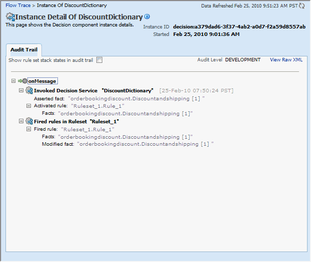 Viewing the Rule Execution Trace