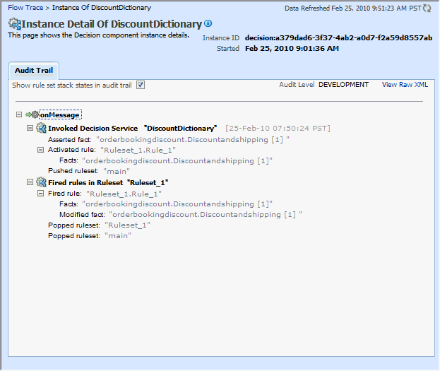 Viewing Detailed Rule Execution Trace