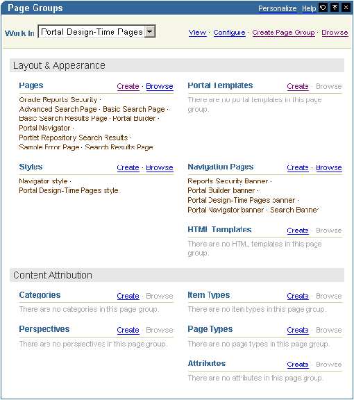 Page Groups portlet