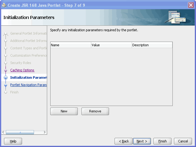 Shows Initialization Parameters page.