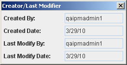 Create/Last Modifier Dialog