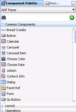 You can drop ADF Faces components from palette