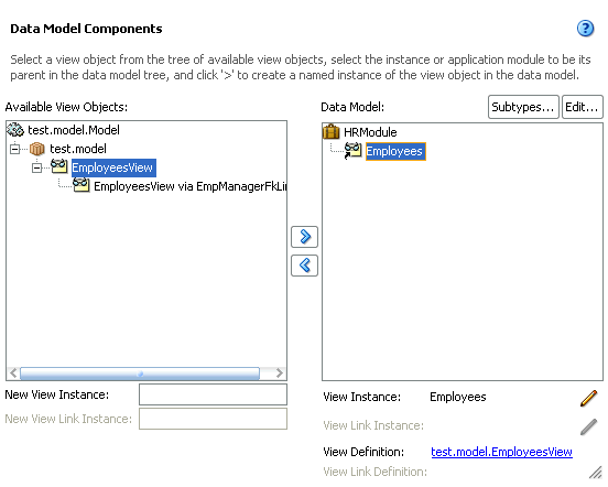 View object instance in the data model