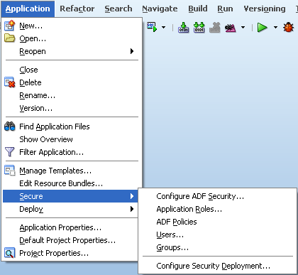 Application - Secure menu options