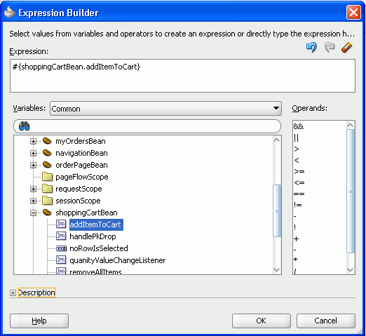 Selected method in Edit Property dialog.