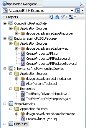 AdvancedEntityExamples project folders