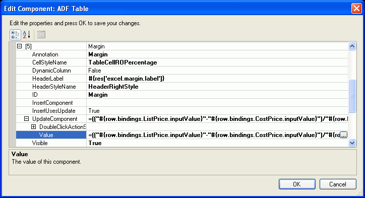 Dialog showing a EL expression for calculation