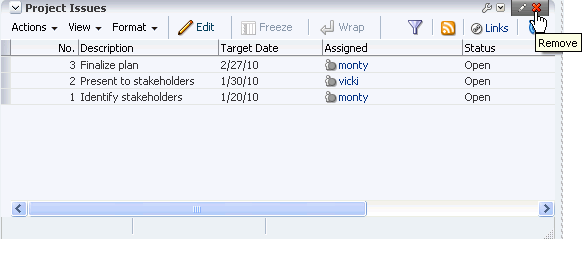 Remove icon on a component header