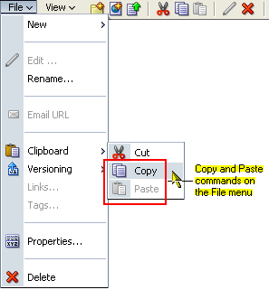 Cut and Paste commands on the File menu