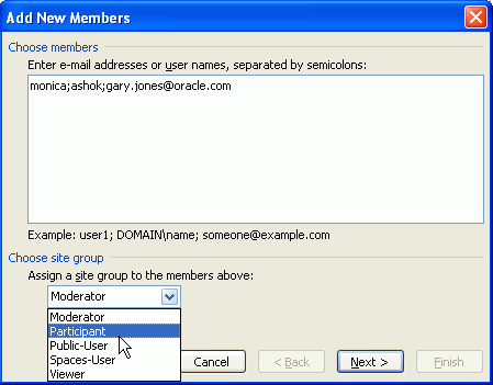 Add New Members dialog