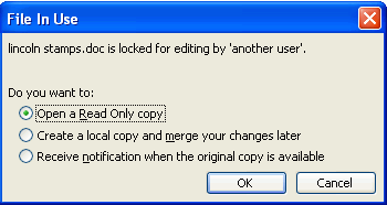 File in Use Dialog