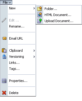 Document Manager task flow File menu