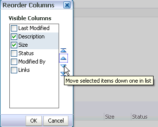 Reorder Columns dialog box