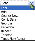 Select font drop-down menu