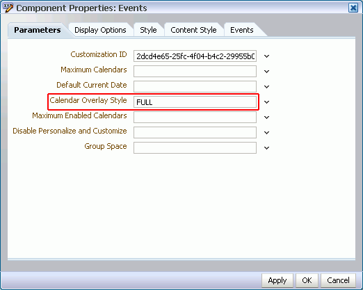 Events properties, Provider Style