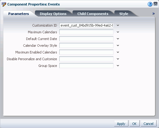 Component Properties dialog