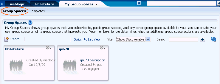 Group Spaces tab