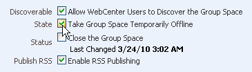 Take Group Space Offline enabled