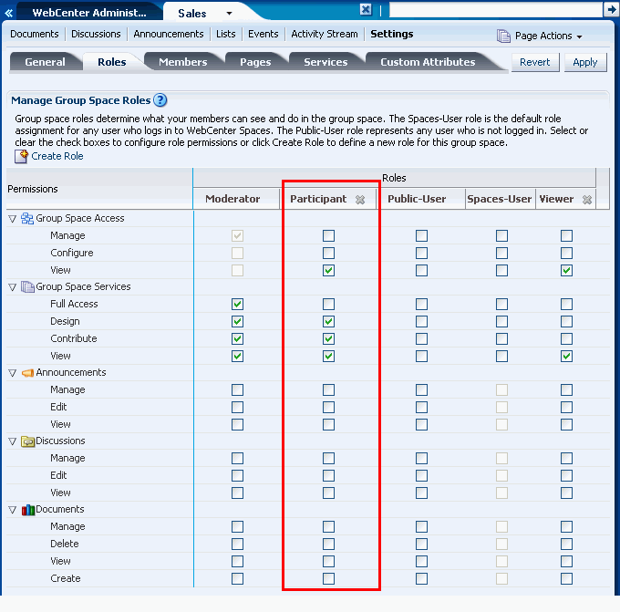 Roles subtab