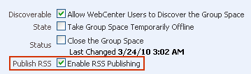 Enable RSS Publishing on General subtab